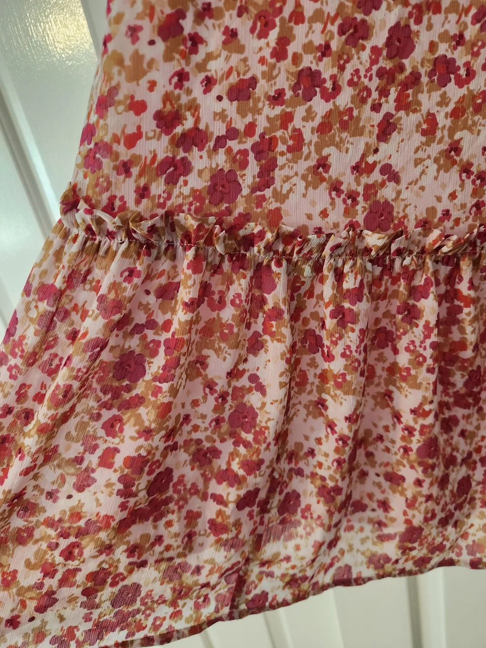 J. Crew Women's Floral Tiered Tunic Dress With Tie Pink Bohemian Resort, Medium